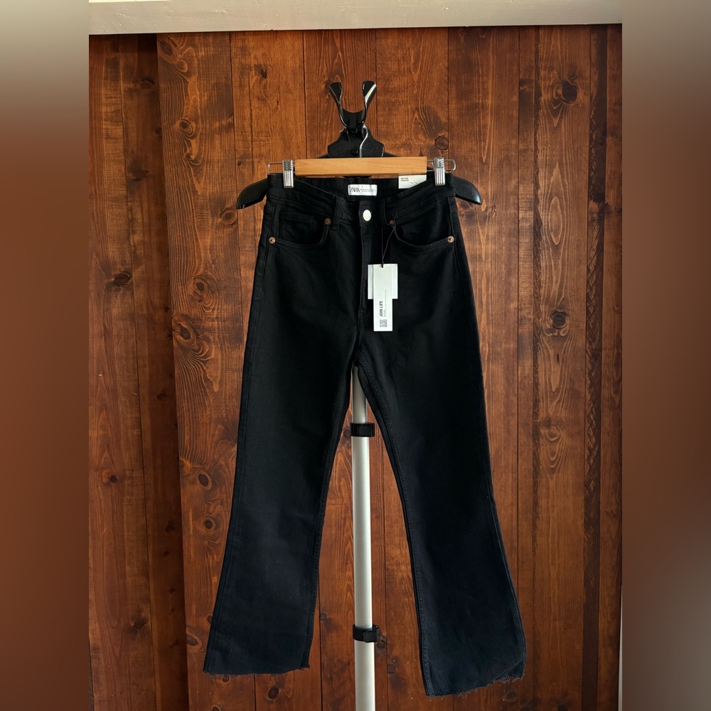 Zara Black Crop Flare Jeans